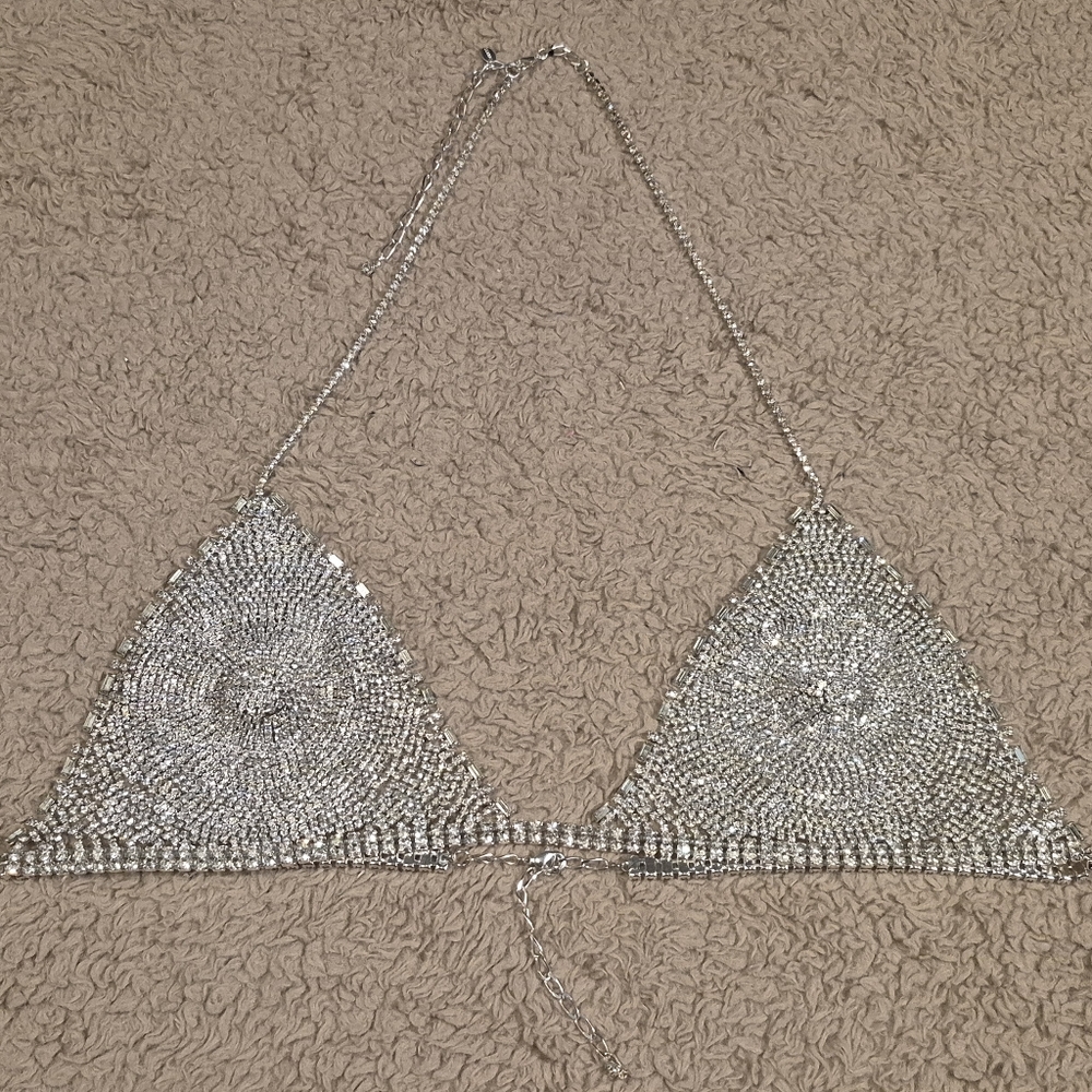 Express Vintage Silver Diamante Bra Like New - Picture 4 of 15